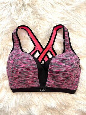 Victoria's Secret VSX Sport Bra Pink Black Gray Sports Athletic 34DD